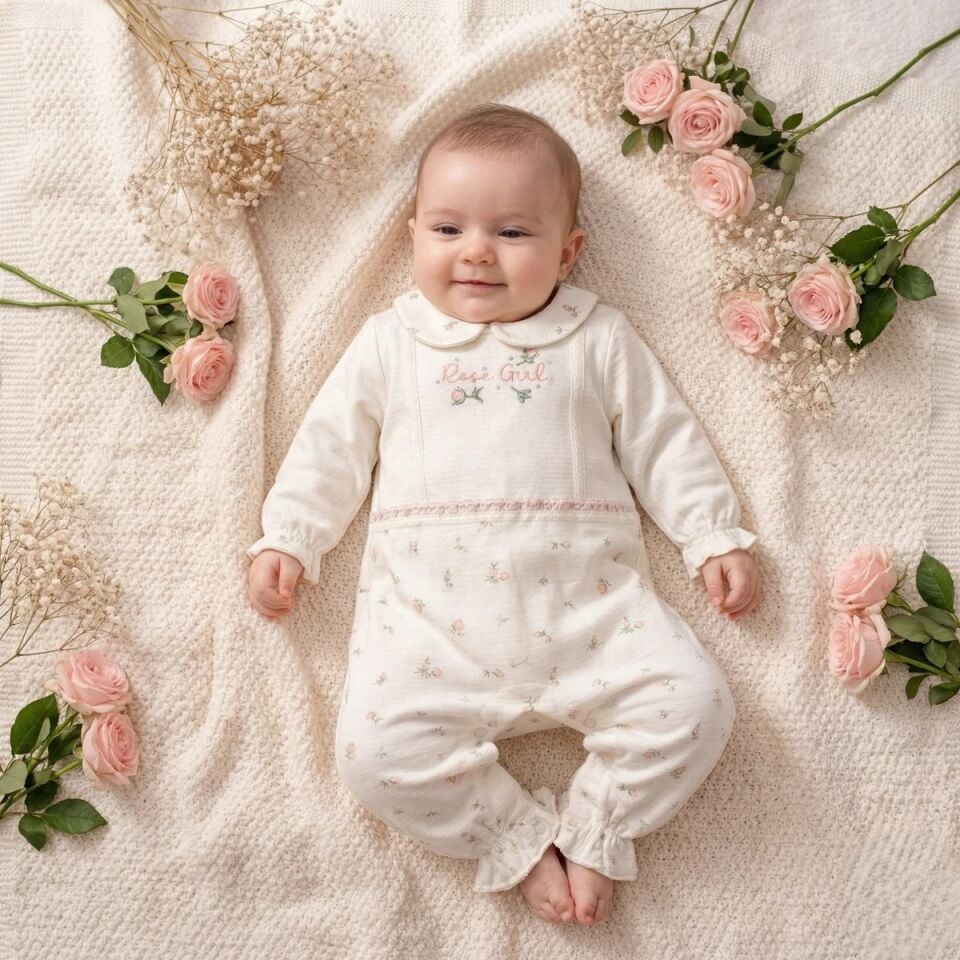 Organik Kız Bebek Tulumu