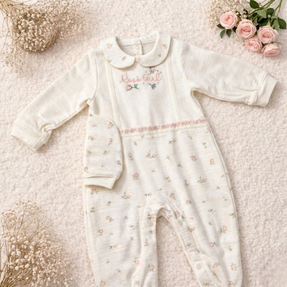Organik Kız Bebek Tulumu
