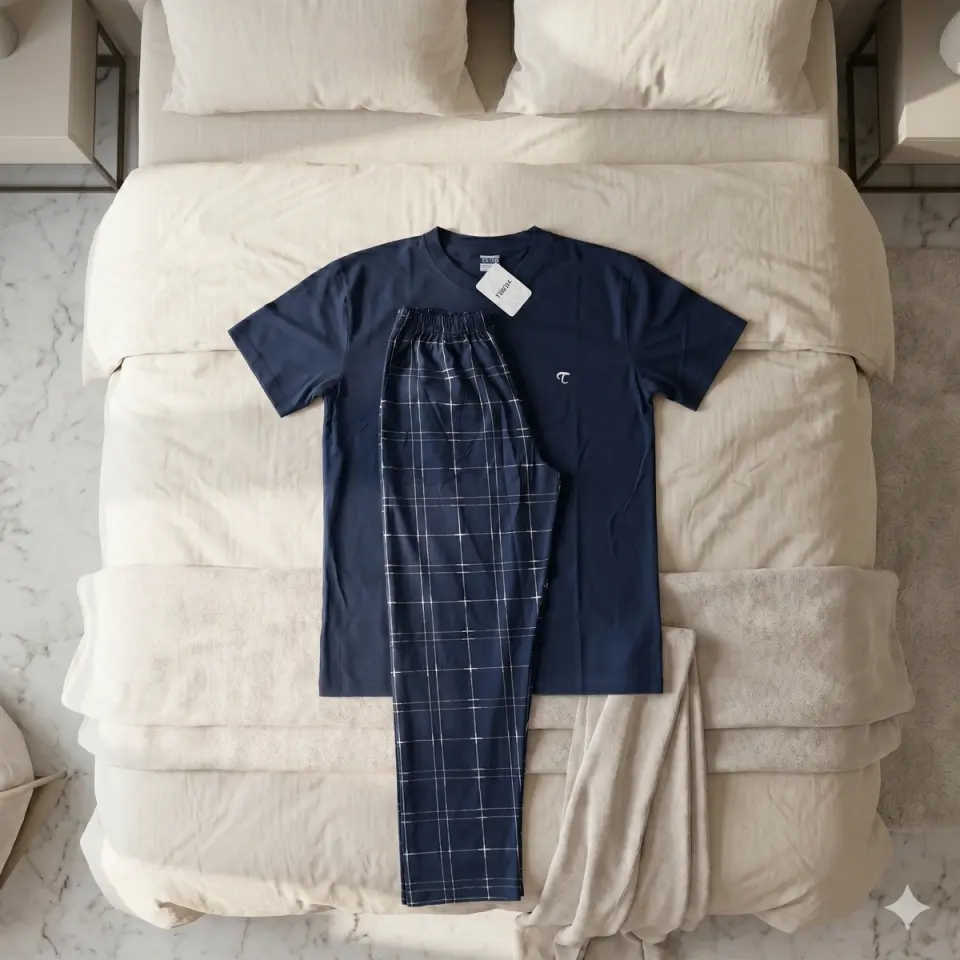 Erkek Ekose Desenli Pijama Takımı