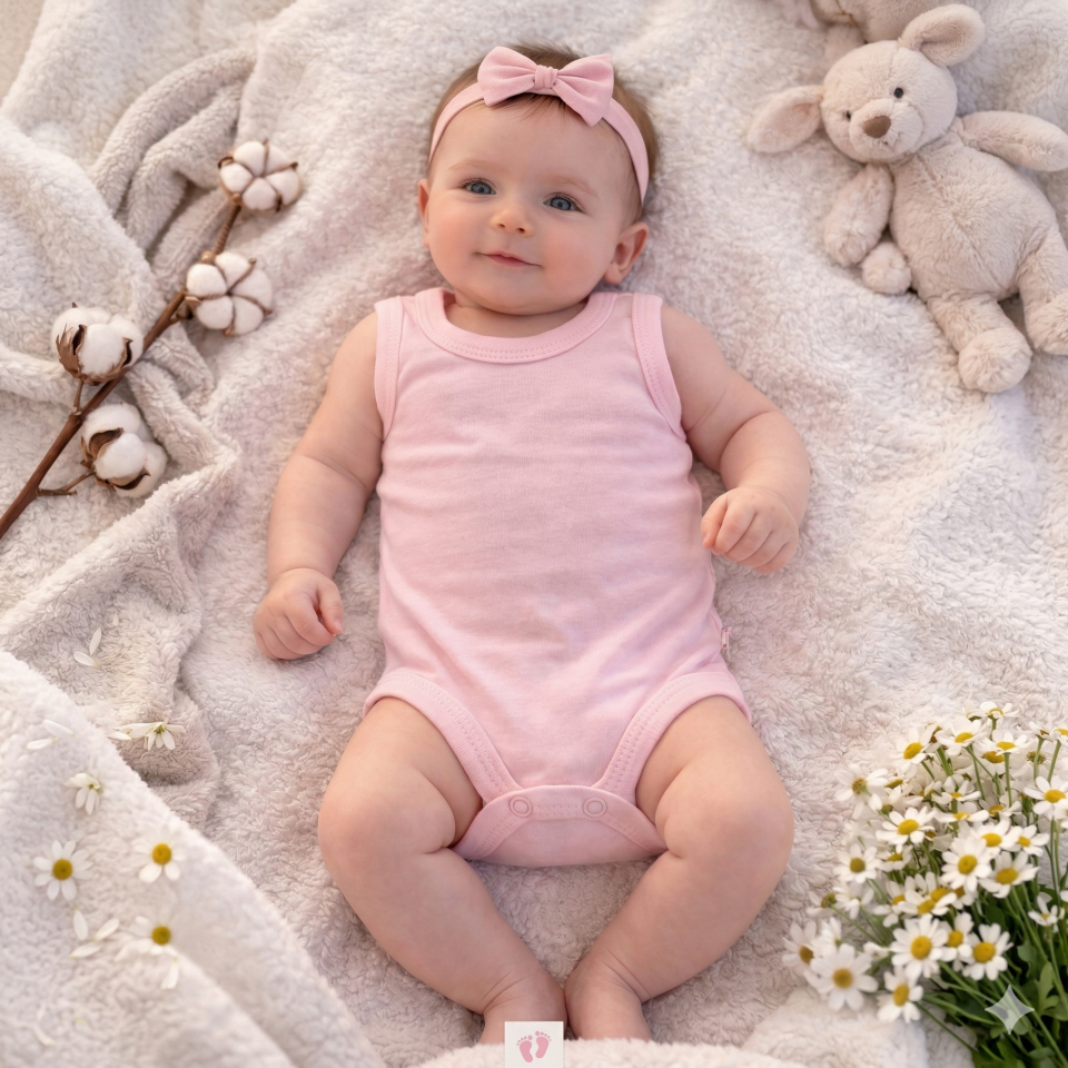 Sıfır Kollu Bebek Badisi Pembe - 1.5 yaş