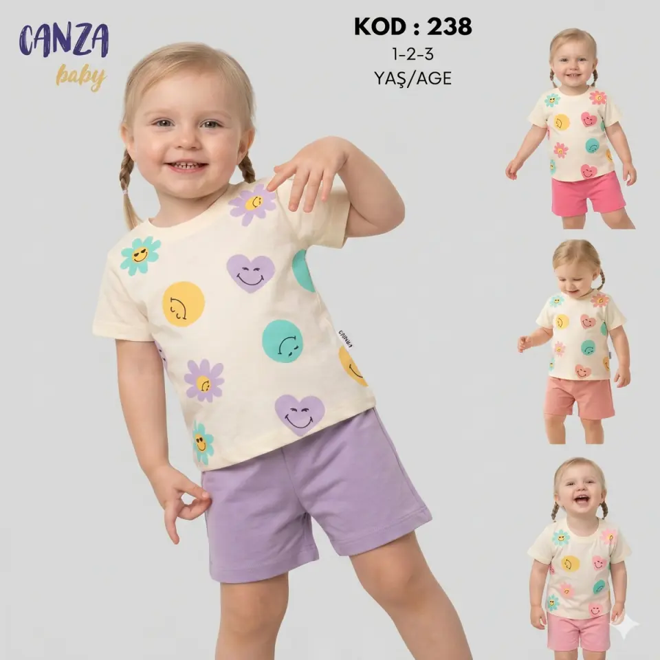 Kız Bebek Şortlu Takım Pembe - 3 yaş