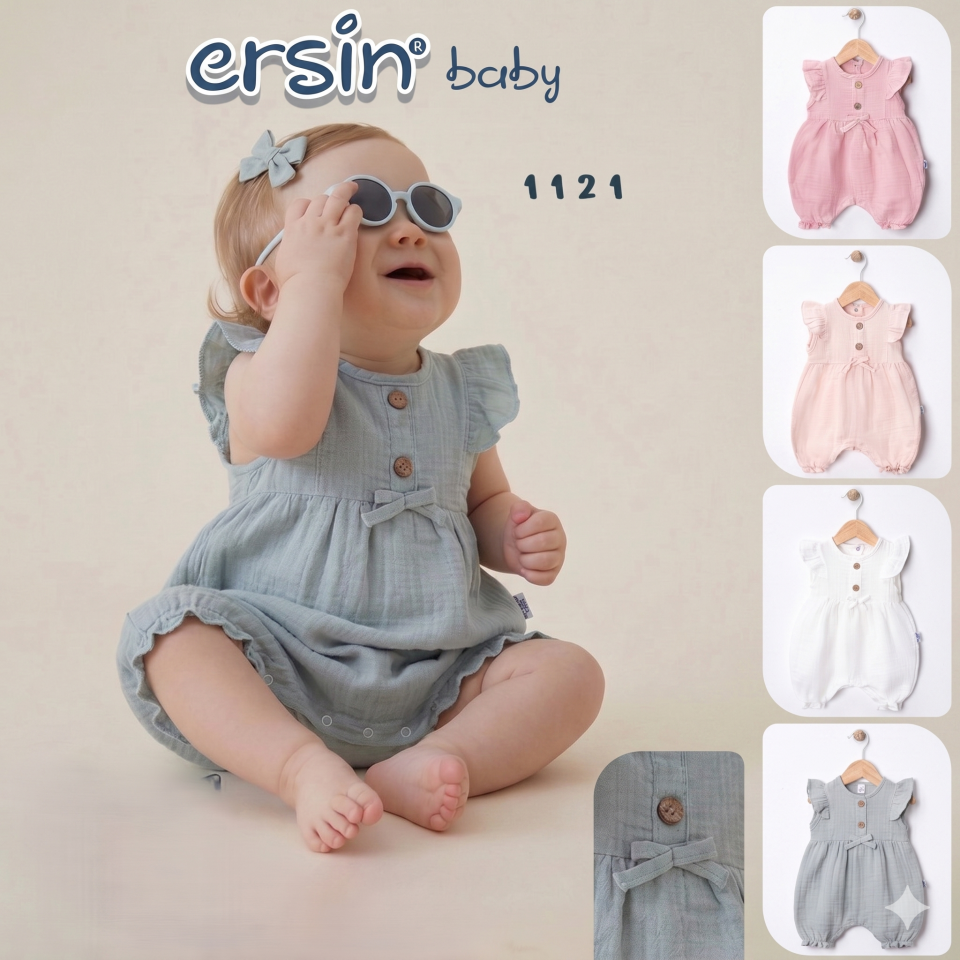 Müslin Kız Bebek Tulumu