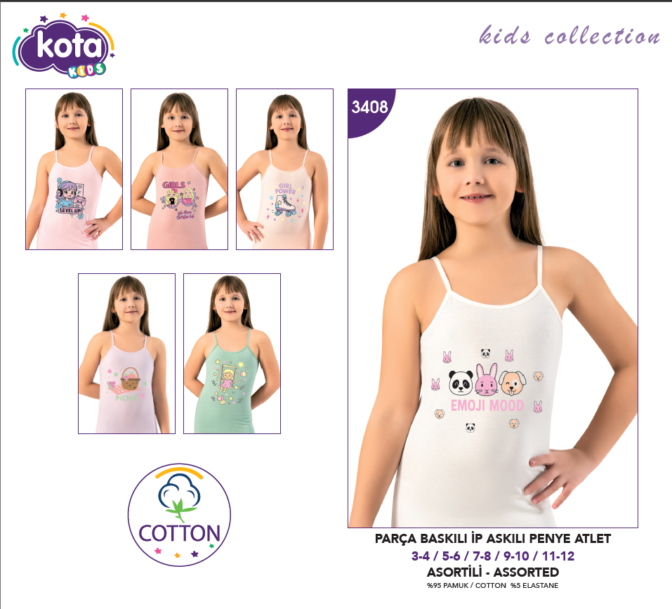 Kız Çocuk İp Askılı Atlet