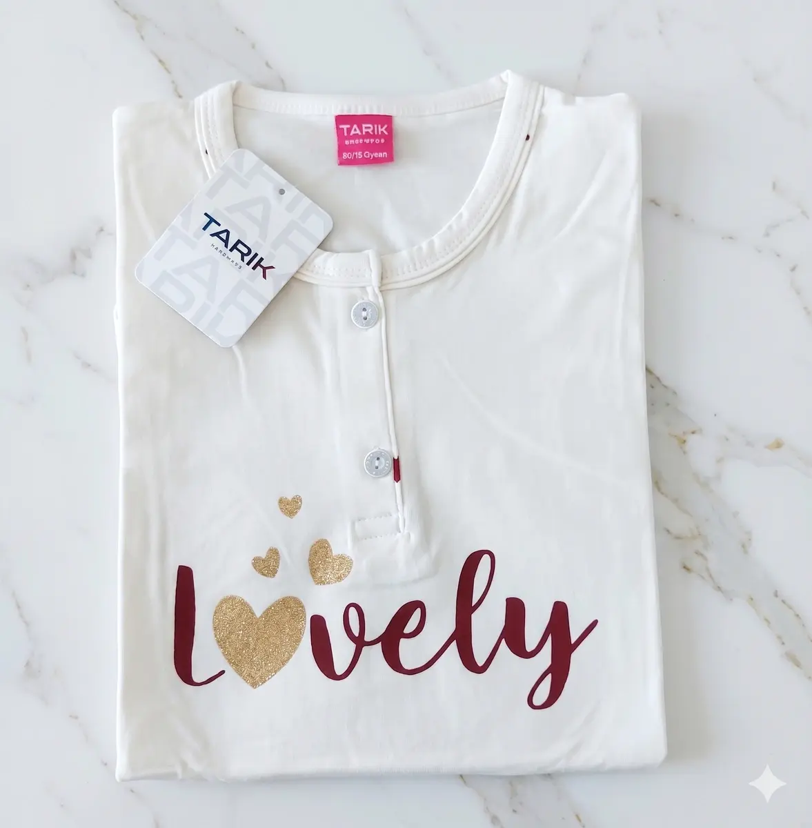 Kalp Desenli Kız Çocuk Pijama Takımı Ekru - 7-8 yaş
