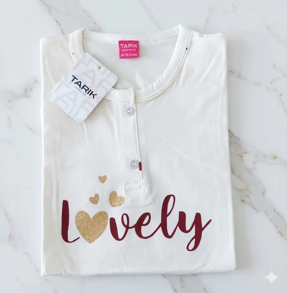 Kalp Desenli Kız Çocuk Pijama Takımı Ekru - 10-11 yaş