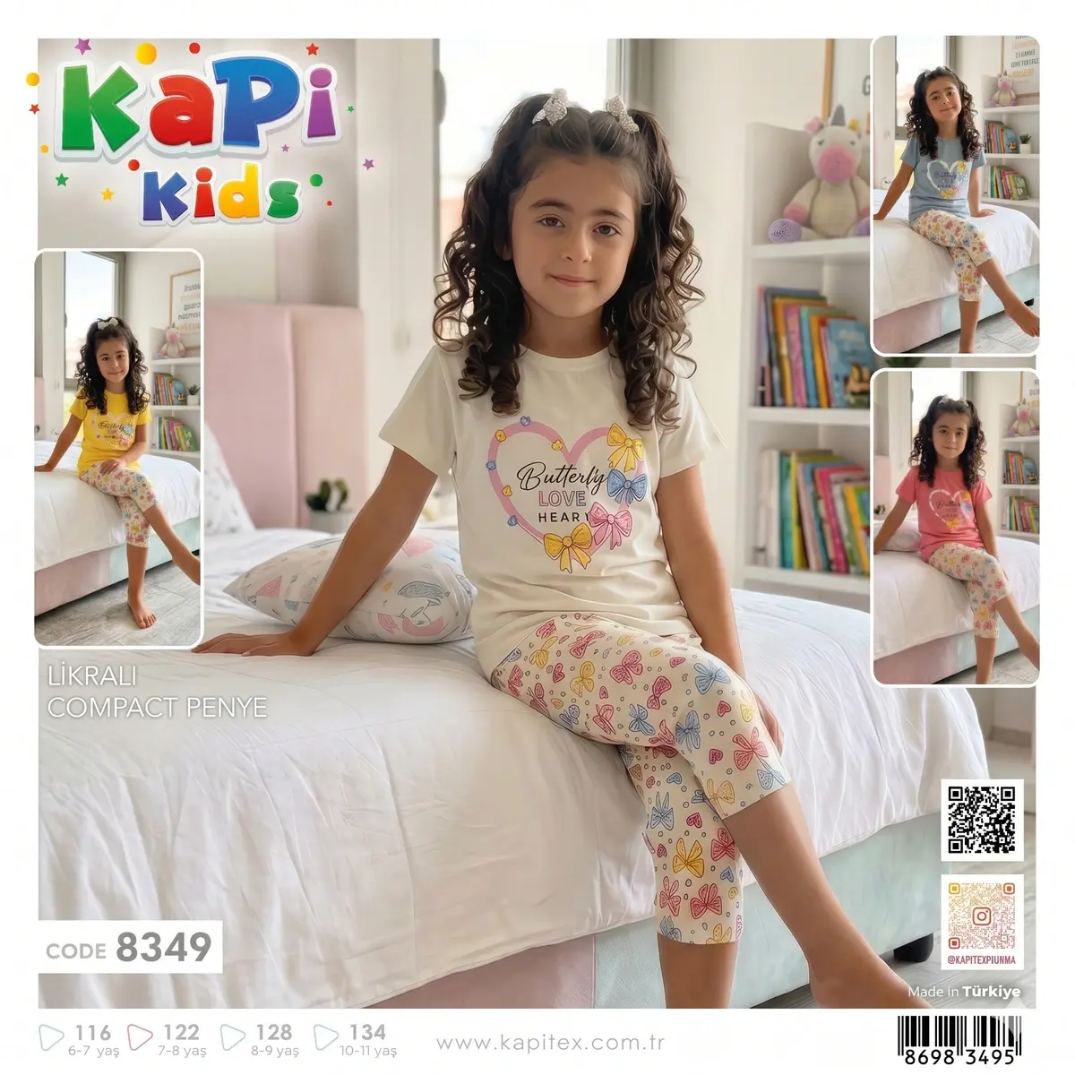 Fiyonk Desenli Kız Çocuk Pijama
