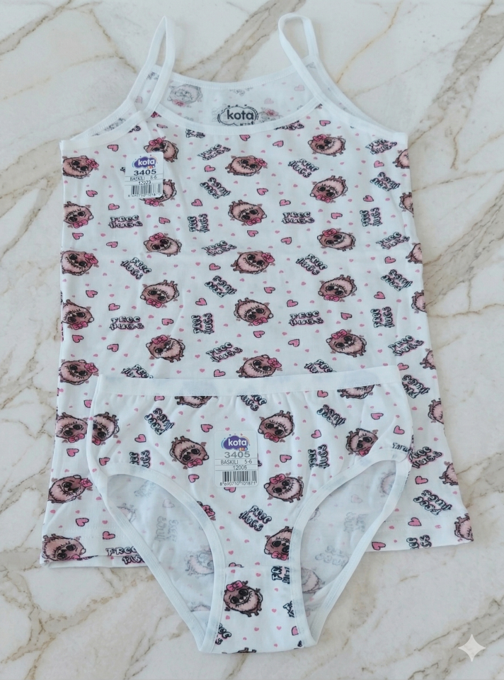Kız Çocuk Baskılı Atlet Külot Takım
