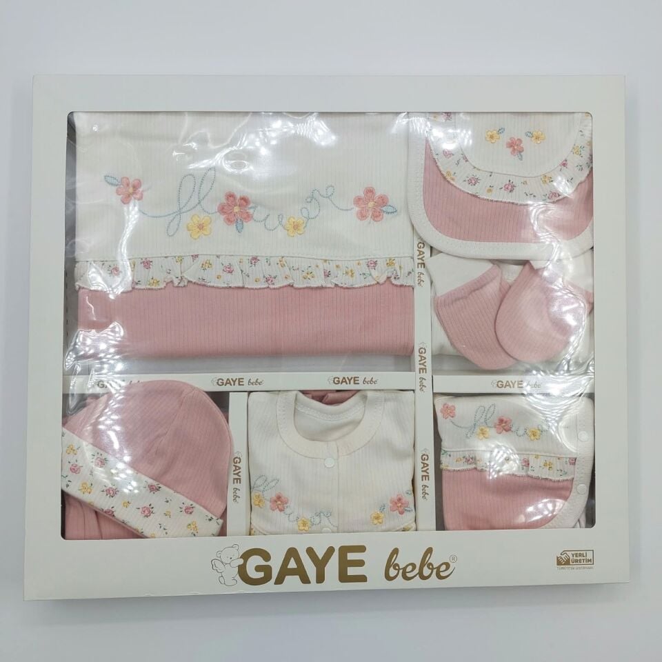 Gaye Bebe %100 Pamuk Çiçek Desenli Kız Bebek Yenidoğan Hastane Çıkışı