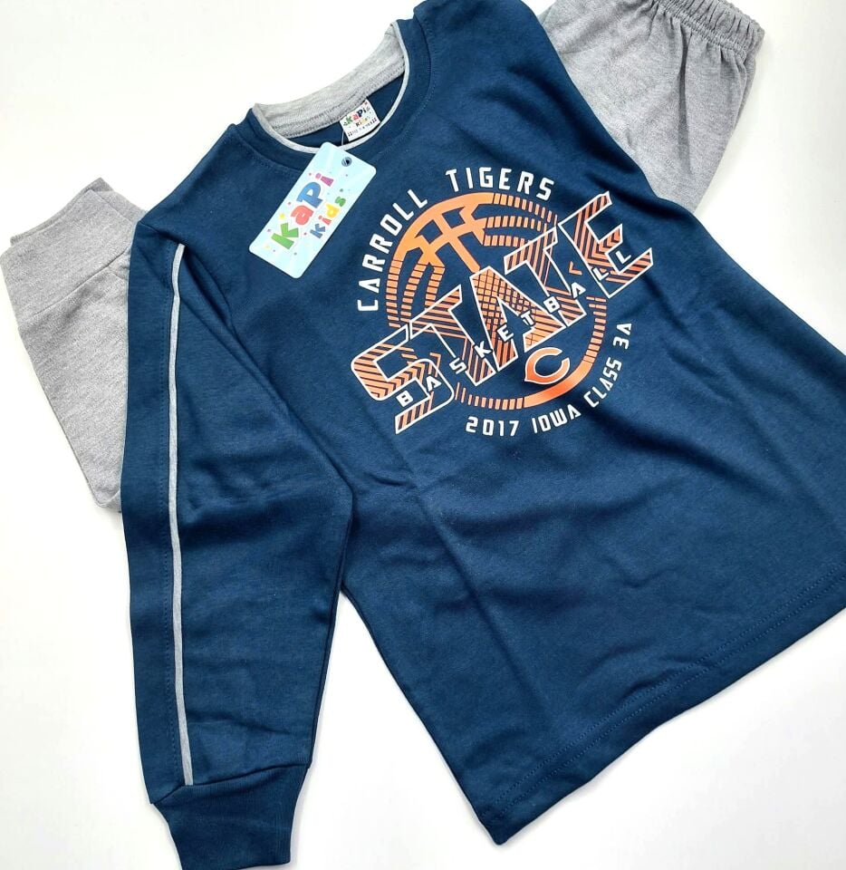 Kapi Kids Erkek Çocuk Pijama Takımı Uzun Kollu İnterlok  - Lacivert