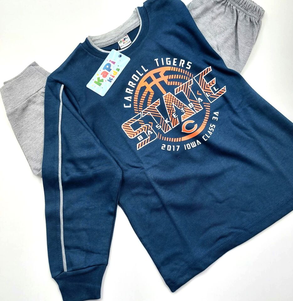 Kapi Kids Erkek Çocuk Pijama Takımı Uzun Kollu İnterlok  - Lacivert