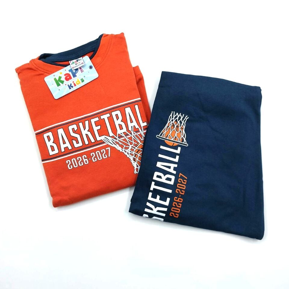 Kapi Kids Kiremit Renk Basketbol Baskılı Erkek Çocuk Pijama Takımı