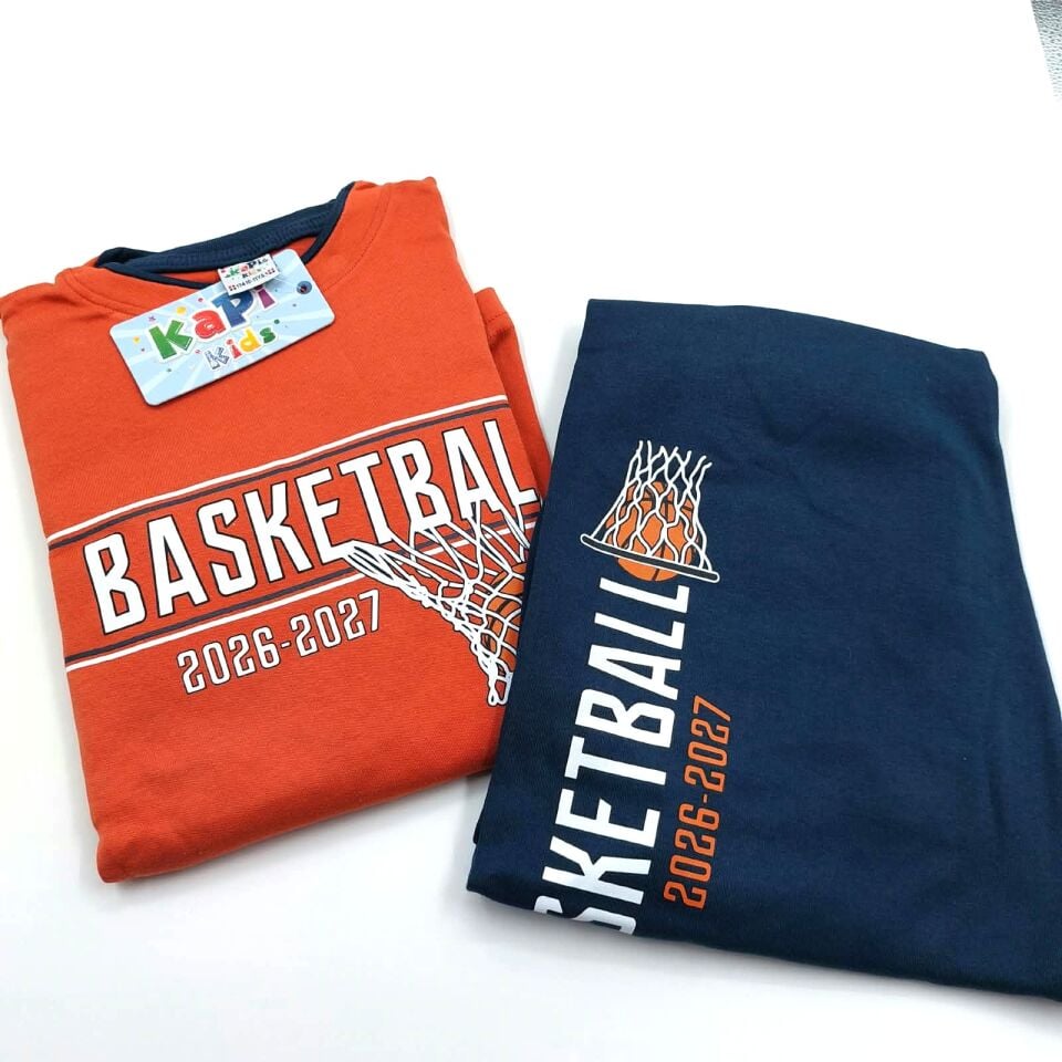 Kapi Kids Kiremit Renk Basketbol Baskılı Erkek Çocuk Pijama Takımı