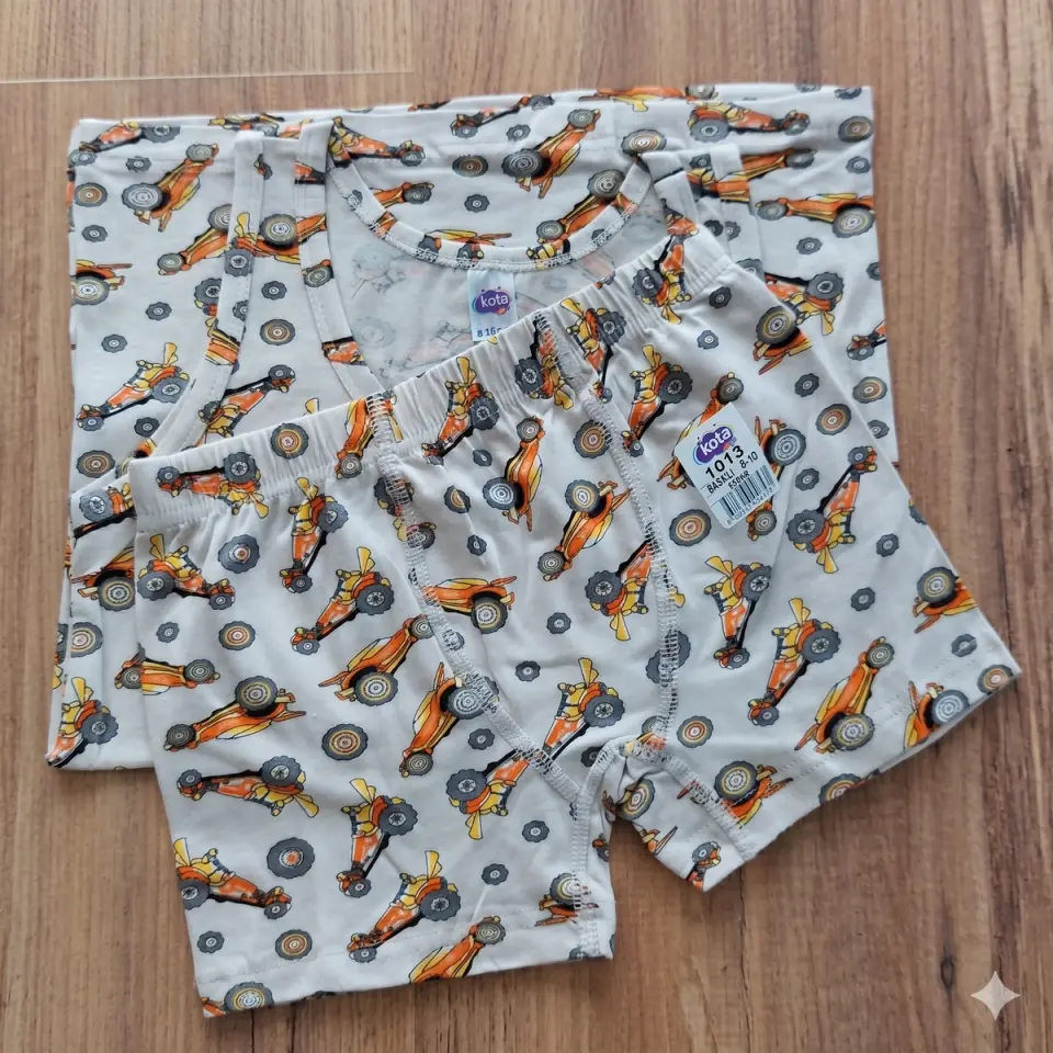 Erkek Çocuk Atlet Boxer Takım Sarı - 9-10 yaş