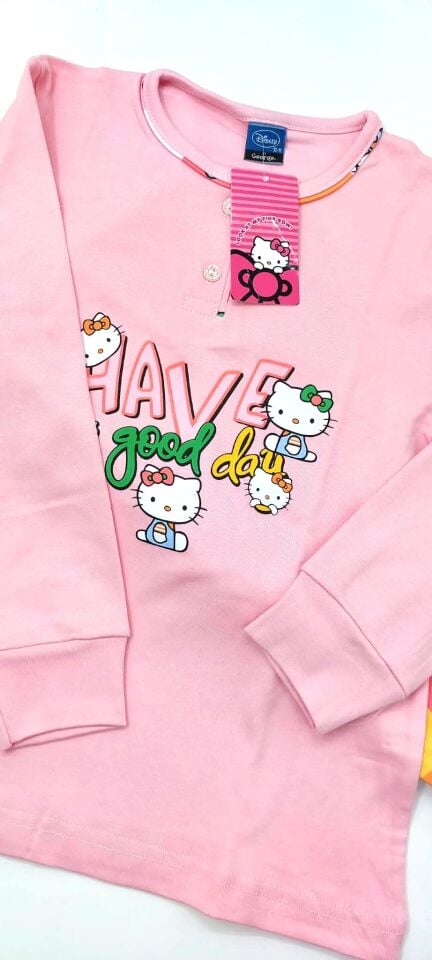 Hello Kitty Lisanslı Kız Çocuk Pijama Takımı - İnterlok Pamuklu 8366