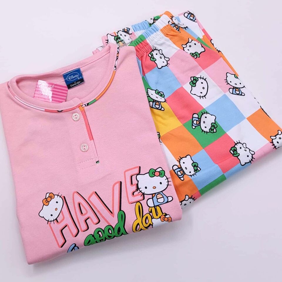 Kapi Kids Hello Kitty Kız Çocuk Pijama Takımı - İnterlok Pamuklu 8366