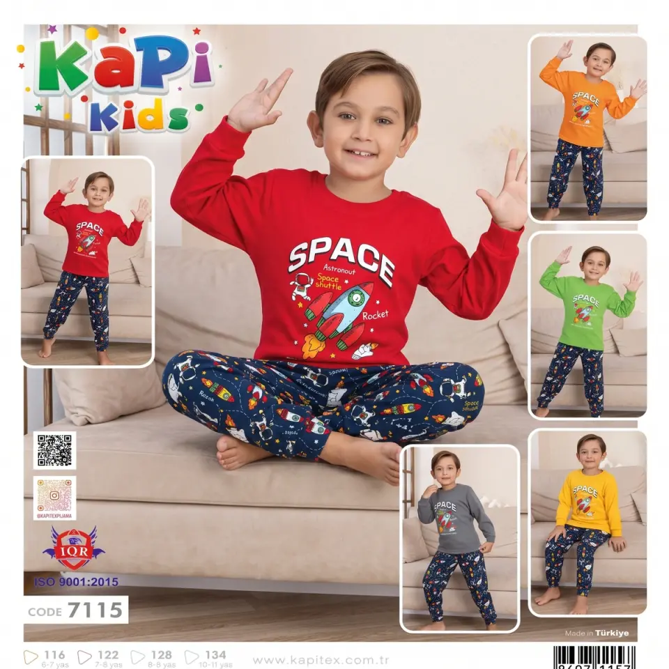 Kapi Kids Uzay Baskılı Kırmızı Erkek Çocuk Pijama Takımı