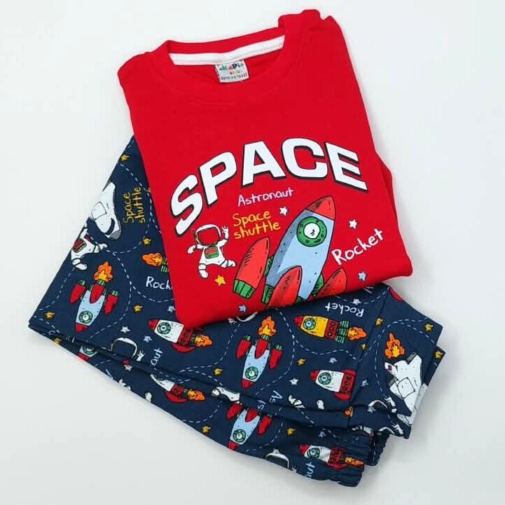 Kapi Kids Uzay Baskılı Kırmızı Erkek Çocuk Pijama Takımı