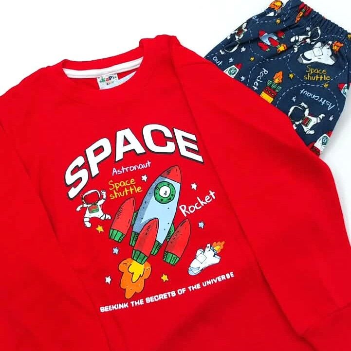 Kapi Kids Uzay Baskılı Kırmızı Erkek Çocuk Pijama Takımı