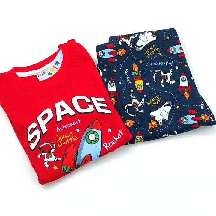 Kapi Kids Uzay Baskılı Kırmızı Erkek Çocuk Pijama Takımı