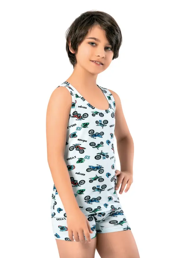 Erkek Çocuk Atlet Boxer Takım Açık Mavi - 9-10 yaş