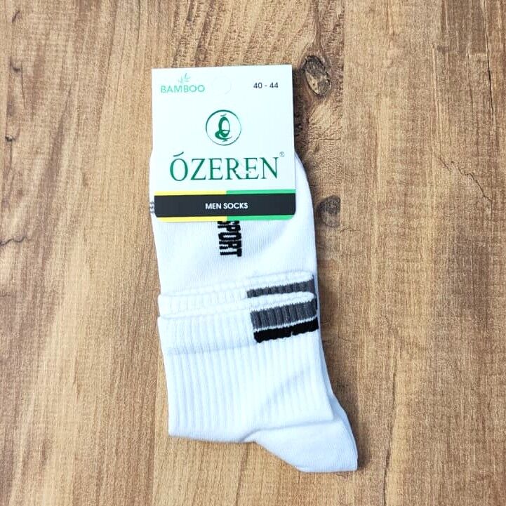 Özeren Dikişsiz Spor Erkek Bambu Çorap Beyaz