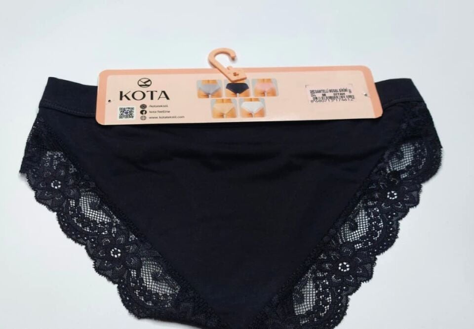 Kadın Siyah Dantelli Bikini Külot