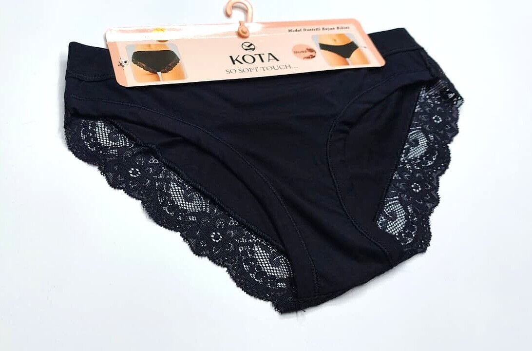 Kadın Siyah Dantelli Bikini Külot
