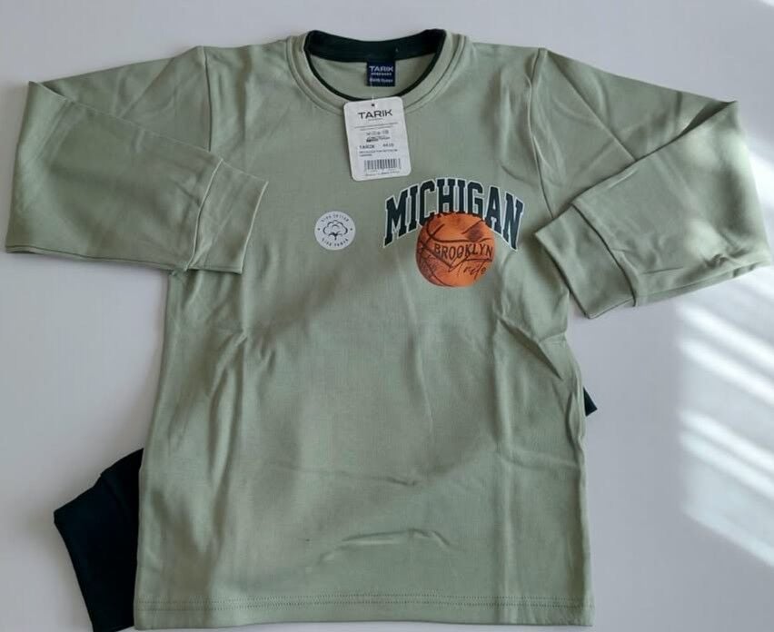 Tarık Erkek Çocuk Pijama Takımı Yeşil-İnterlok %100 pamuk