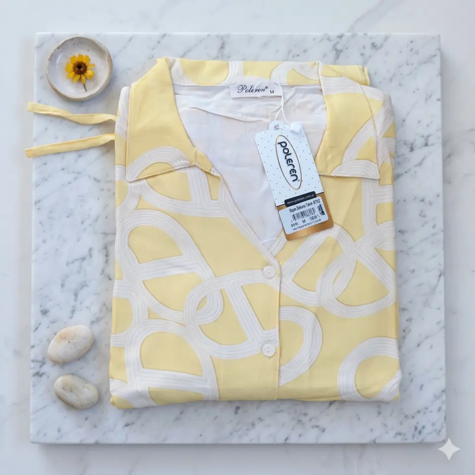 %100 Viskoz Dokuma Pijama Takımı