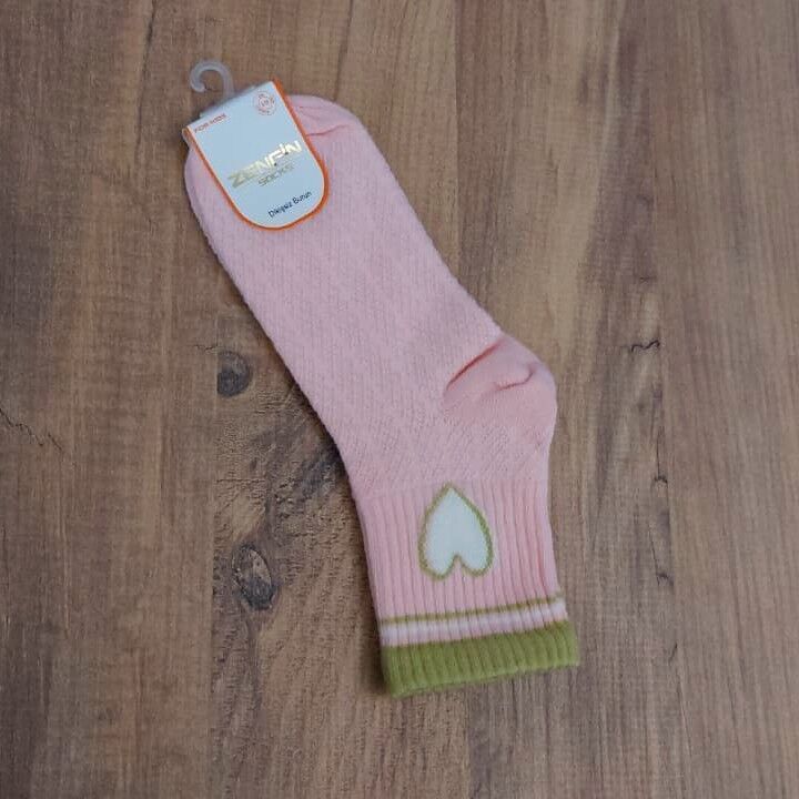 Kalp Desenli Kız Çocuk Çorabı Pembe - 11-12 yaş