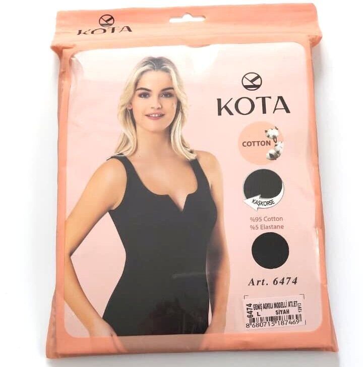 Geniş Askılı Kaşkorse Kadın Atlet Siyah - L beden