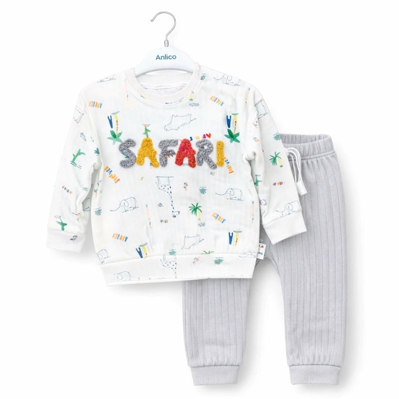 Safari desenli 2 li bebek takımı